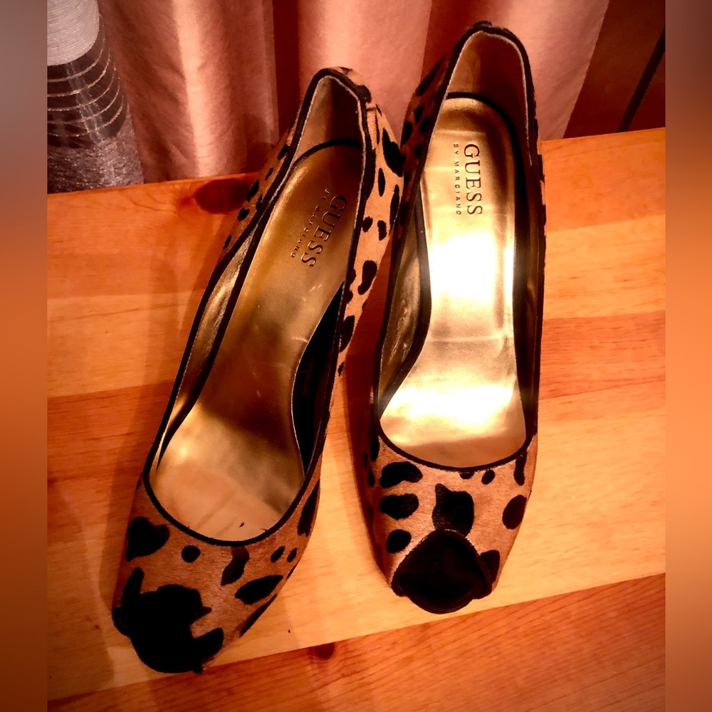 Guess by Marciano faux leather leopard pattern open toes Heels size 9 M - Picture 3 of 14